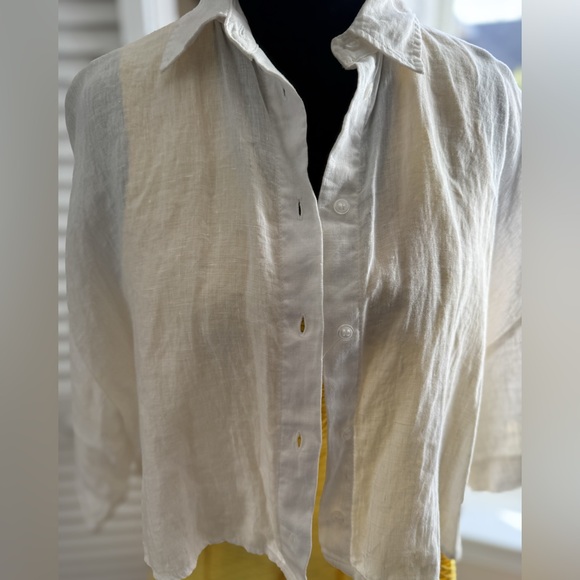 Linen/Lin Cropped Button Down Top - Small - Picture 6 of 6
